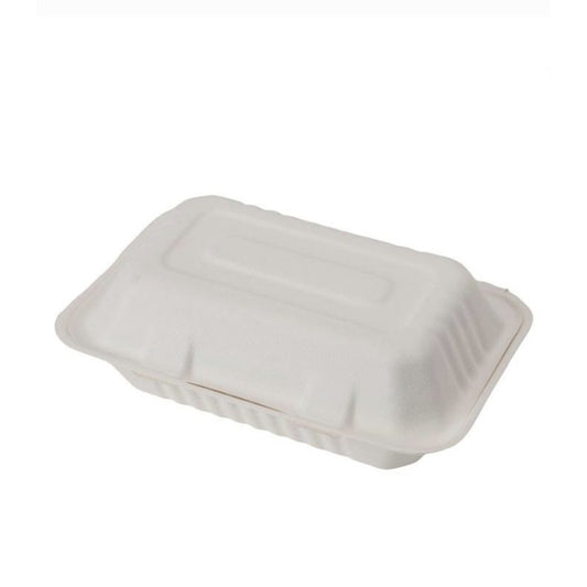 Eco-Packaging Heavy Duty Compostable Sugarcane Clamshell Container - 200 Pack