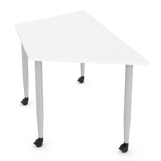 Global Zook Straight Half Hex Table with Casters - Designer White