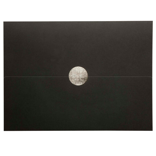 Porte-certificats pliables St. James Elite Medallion, lin noir avec médaillon argenté, lot de 5