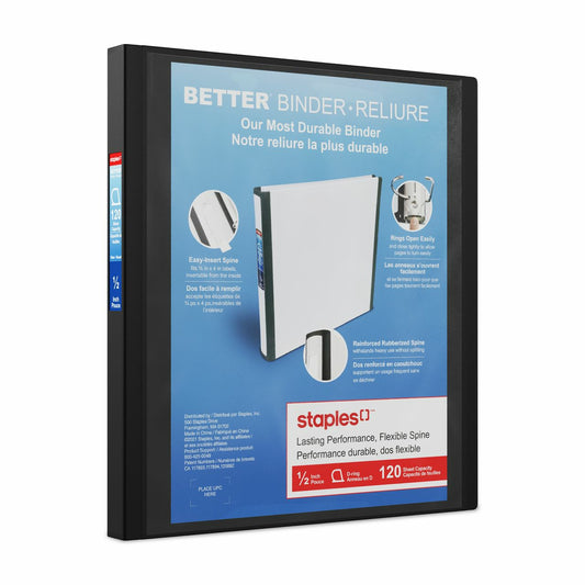 Classeur Staples Better Binder - 1/2" - Noir