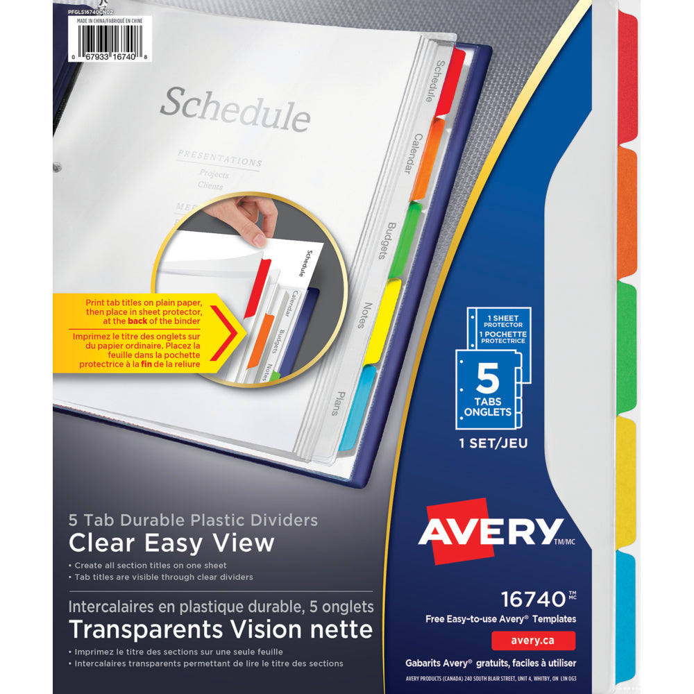 Avery Durable Dividers - 5 Tabs - Multi-Color
