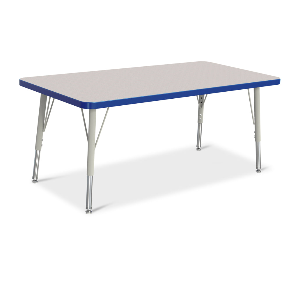 Table d'activités rectangulaire Jonti-Craft Berries - 24" x 48" - 15-24"H - Gris tacheté/bleu