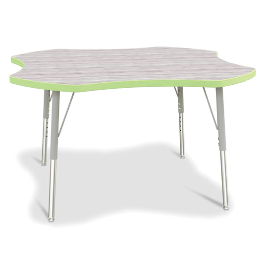 Table d'activités Jonti-Craft Berries à quatre abattants - 15-24 po de hauteur - Gris bois flotté/citron vert