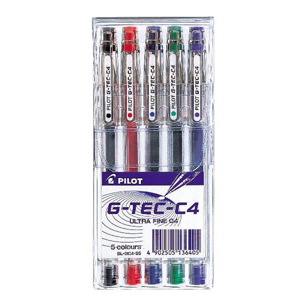 Pilot G-Tec Gel Pens, 0.4mm, Assorted, 5 Pack
