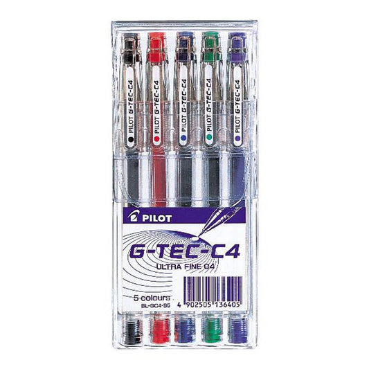 Stylos gel Pilot G-Tec, 0,4 mm, assortis, lot de 5