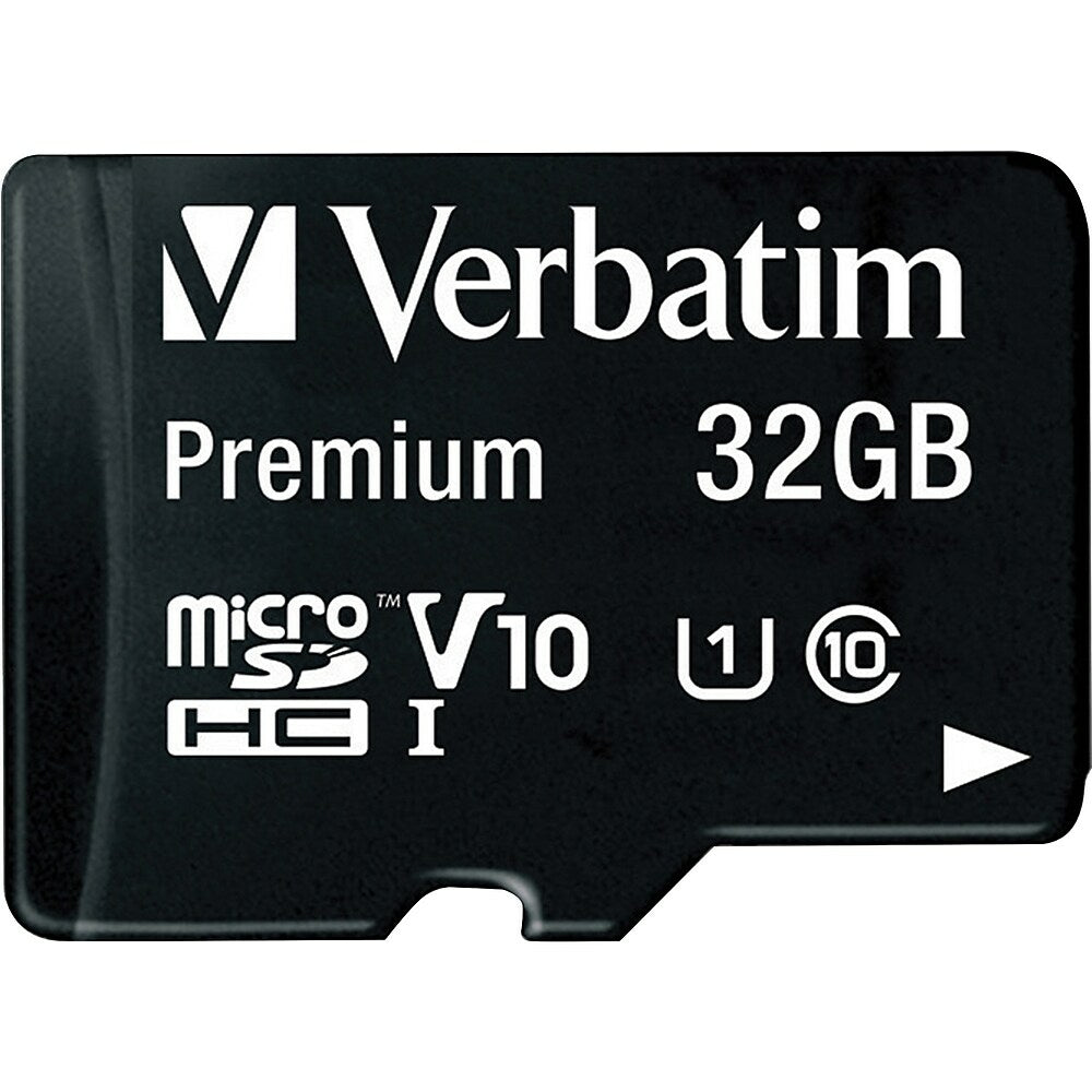 Carte MicroSDHC Verbatim 32 Go Classe 10 avec adaptateur, noire