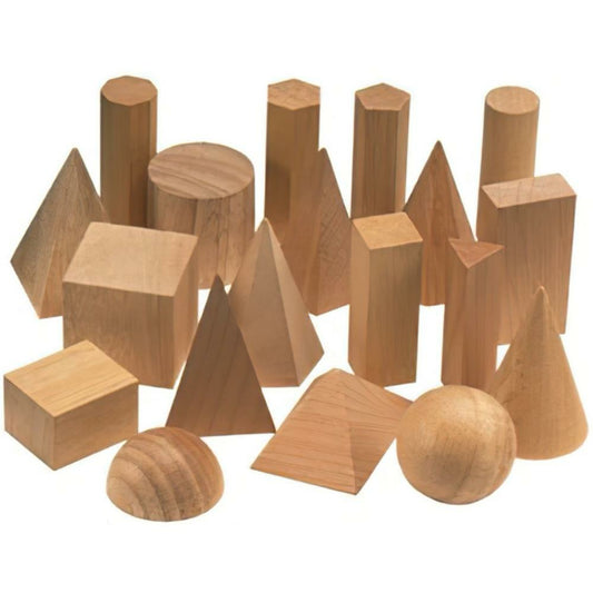 SI Manufacturing Wooden Geometric Solids - 19 Set