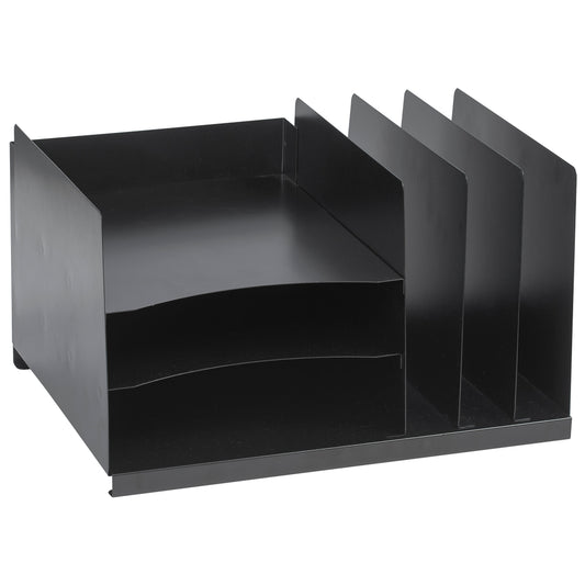 Merangue Metal Vertical/Horizontal File Organizer - 6 Compartments - Black