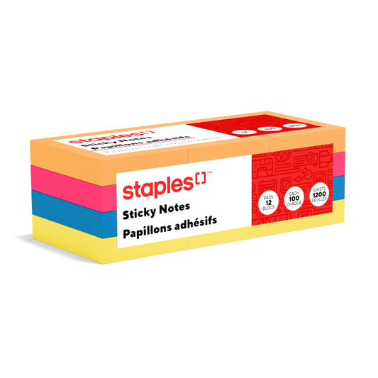 Staples Stickies Brights Notes - 1-3/8" x 1-7/8"