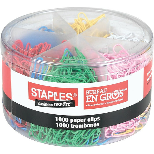 Trombones en vinyle Staples n° 1 - Couleurs assorties - Paquet de 1 000