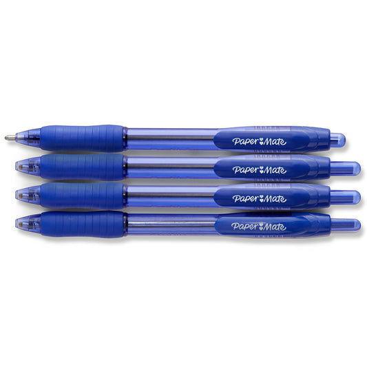 Paper Mate Profile Ballpoint Pens - Retractable - 1.4mm - Blue - 4 Pack