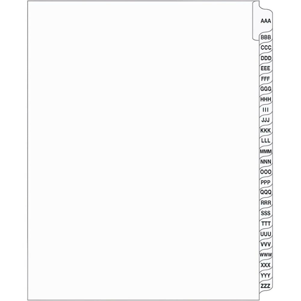 Supreme Litigation Tabs 26th Cut Triple Alpha Set 11" White AAA-ZZZ