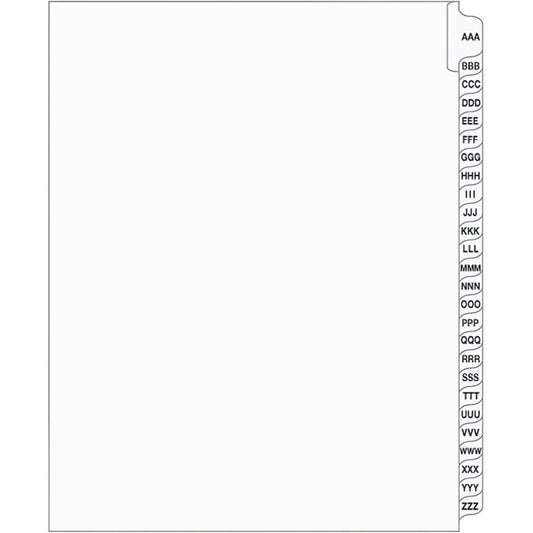 Supreme Litigation Tabs 26th Cut Triple Alpha Set 11" White AAA-ZZZ