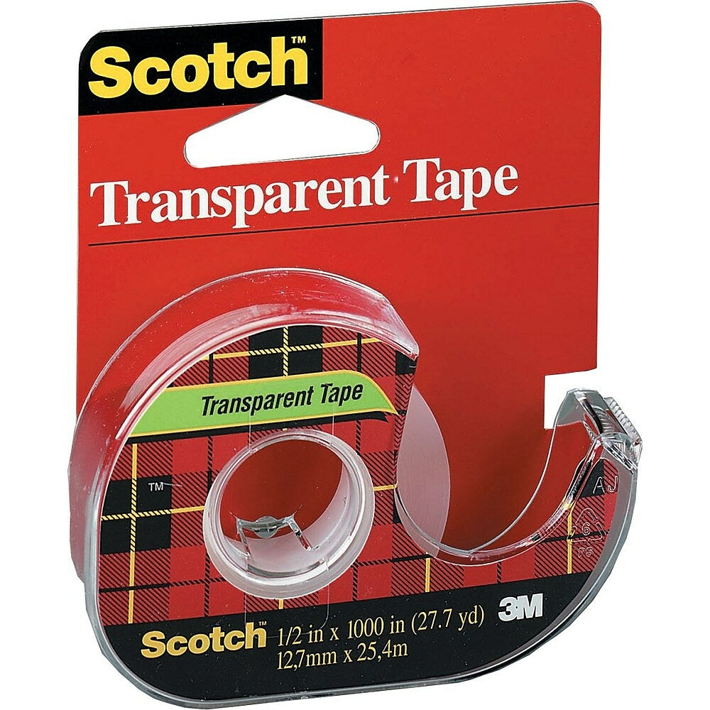 Ruban adhésif transparent Scotch avec dévidoir, 12,7 mm x 32,9 m