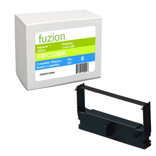 fuzion Epson compatible ribbon ERC-32 - Black - 6 Pack