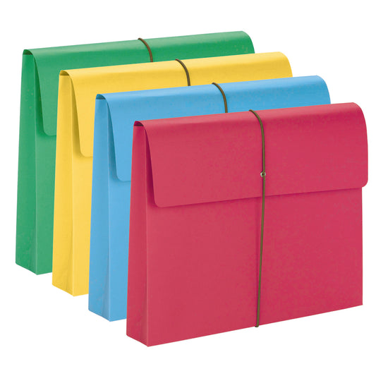 Portefeuille extensible coloré Smead avec cordon élastique - Format lettre - Extension de 5 cm - Couleurs assorties