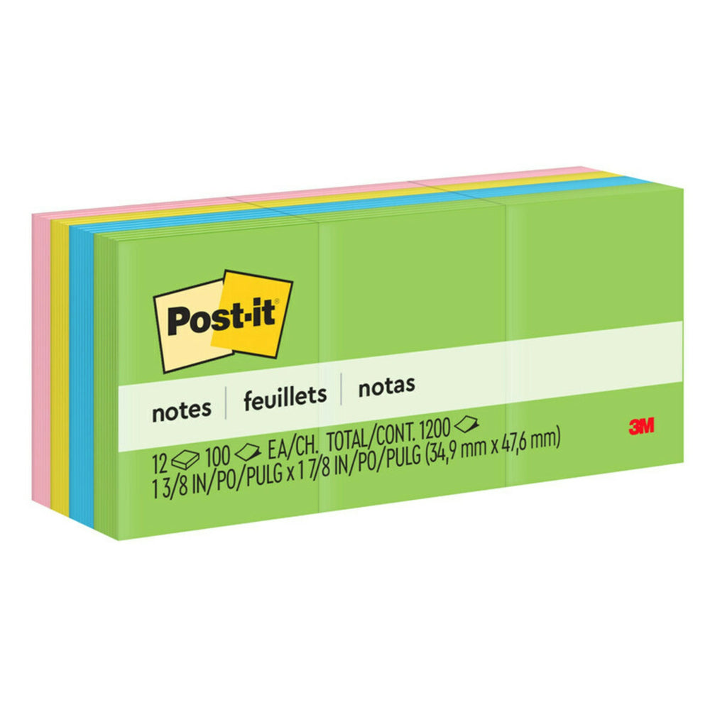 Notes Post-it - 1-3/8" x 1-7/8" - Collection Fantaisie Florale - 1200 feuilles - Paquet de 12