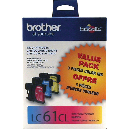 Cartouches d'encre couleur Brother LC61 Innobella, lot de 3