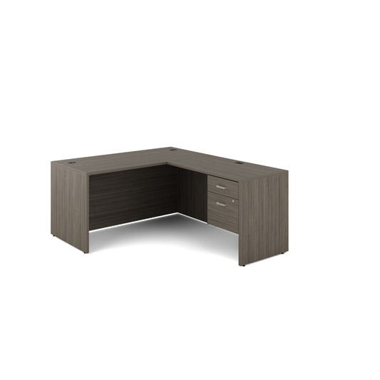 Offices to Go - Newland L-Shaped Workstation - 2 Drawer - 60" W x 72" D - Grey