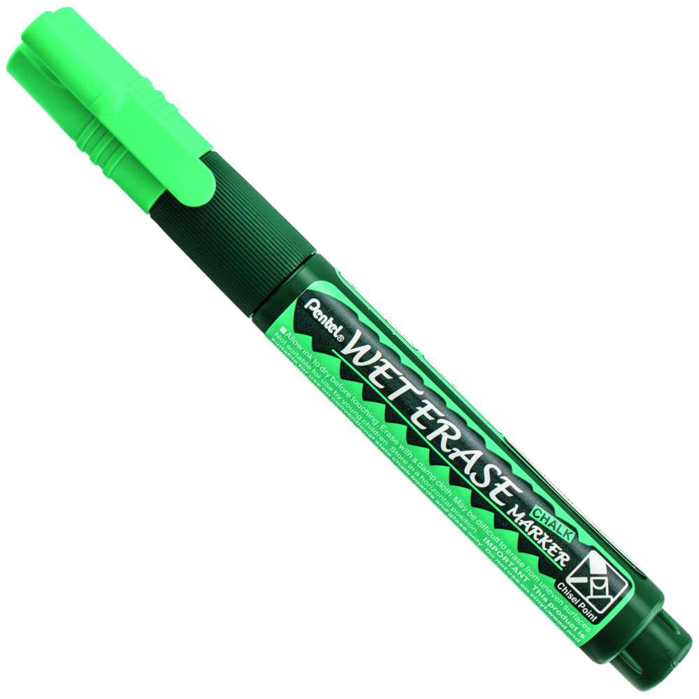 Pentel Arts Wet Erase Chalk Marker - Small Chisel Tip - Green Ink