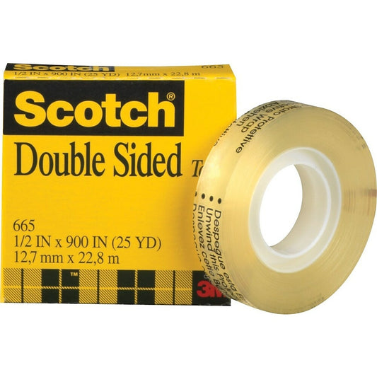Ruban adhésif double face Scotch, 1/2" x 900", noyau de 1"