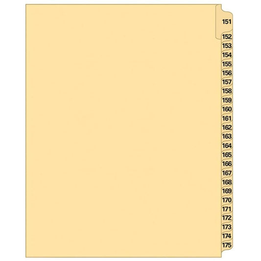 Supreme Litigation Tabs 25th Cut Numeric Set 11" Buff #151-175