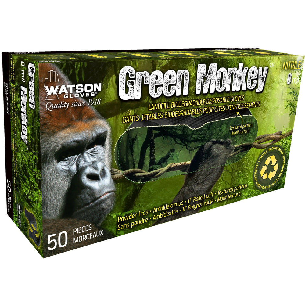 Green Monkey 8 Mil Disposable Gloves - X-Large - Black - 50 Pack