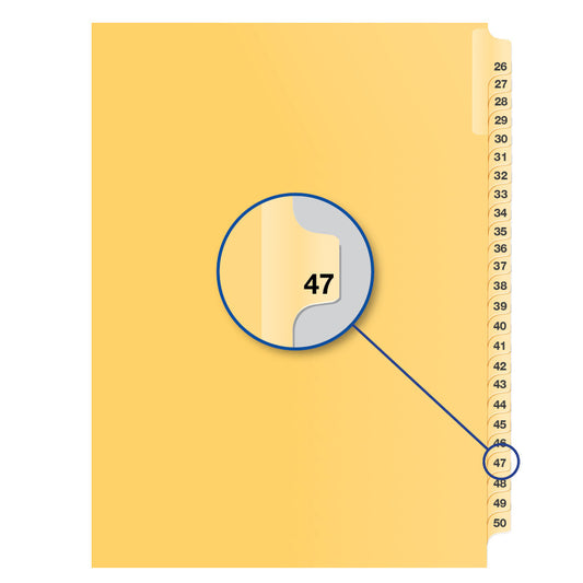 Legal Exhibit Dividers Buff #47 Letter Size, Pack of 25