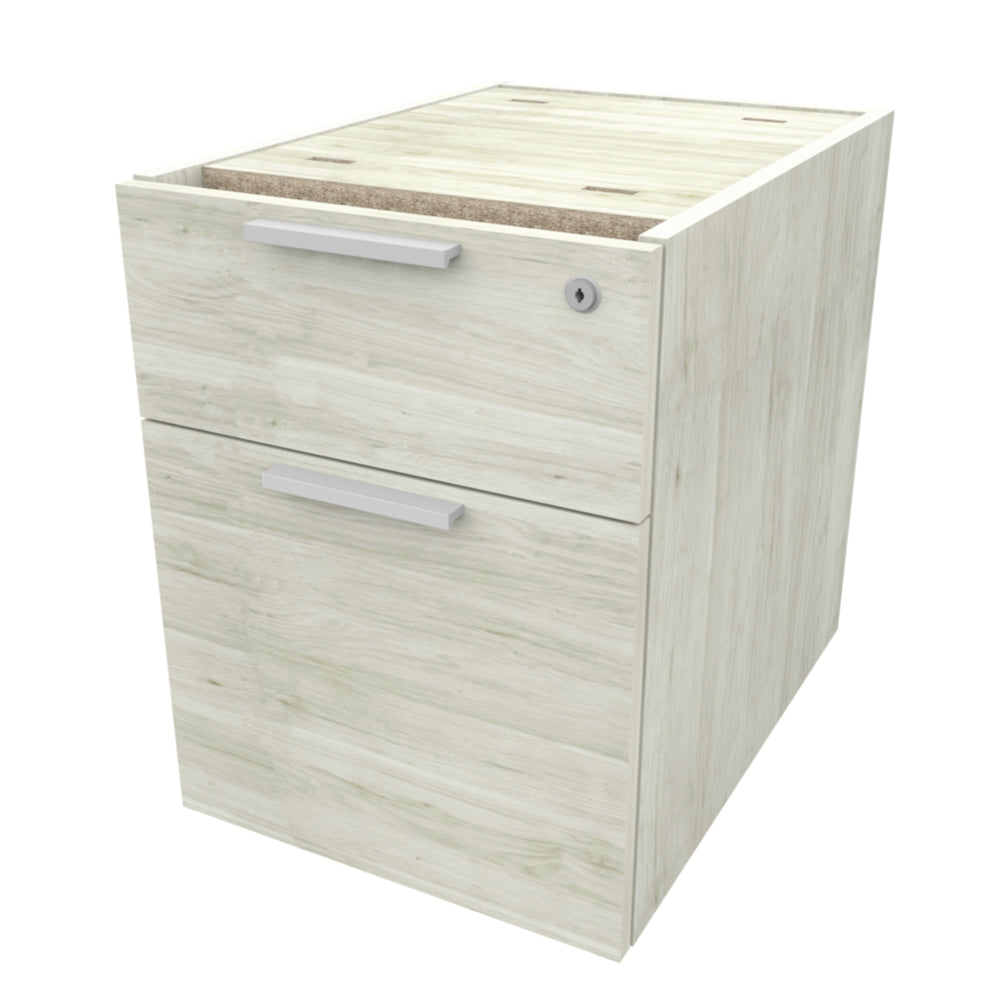 Caisson à 2 tiroirs en bois de cœur - Finition bois d'hiver