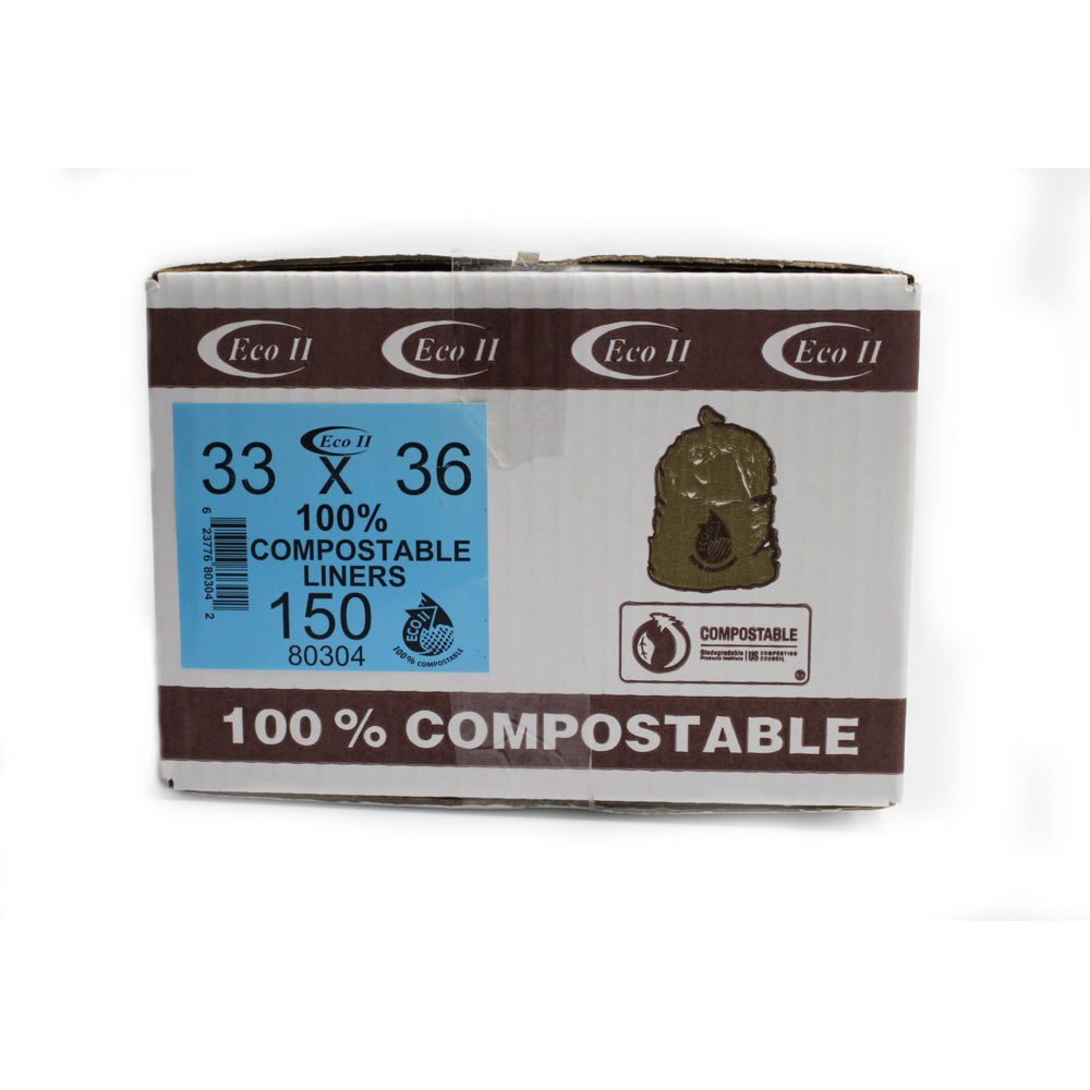 Sacs industriels 100 % compostables ECO II - 33" x 36" - Givrés - Paquet de 150