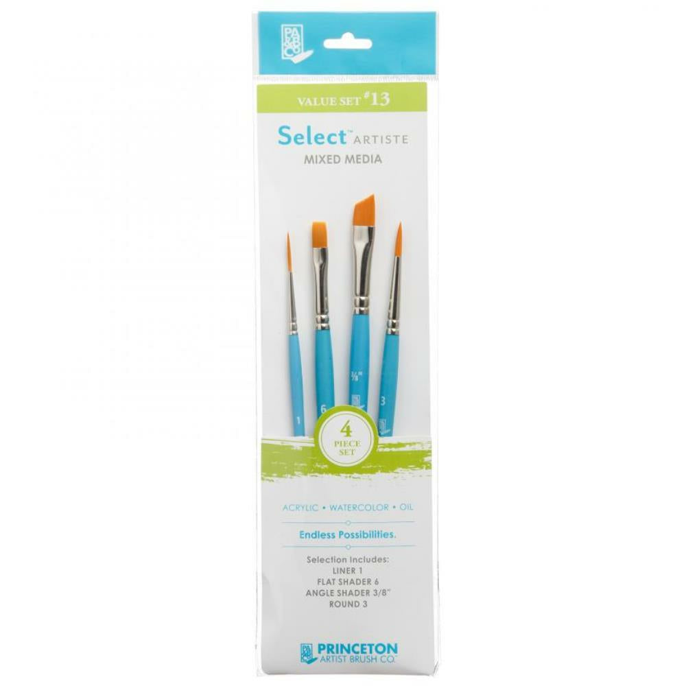 Ensemble de pinceaux Princeton Select Artiste pour techniques mixtes, 4/ensemble