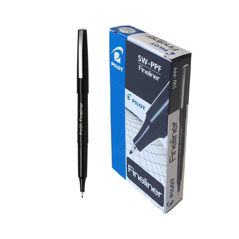 Stylos à pointe fine Pilot, 1,2 mm, noir, paquet de 12