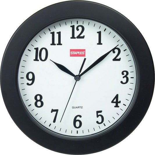 Staples 10" Round Wall Clock, Black