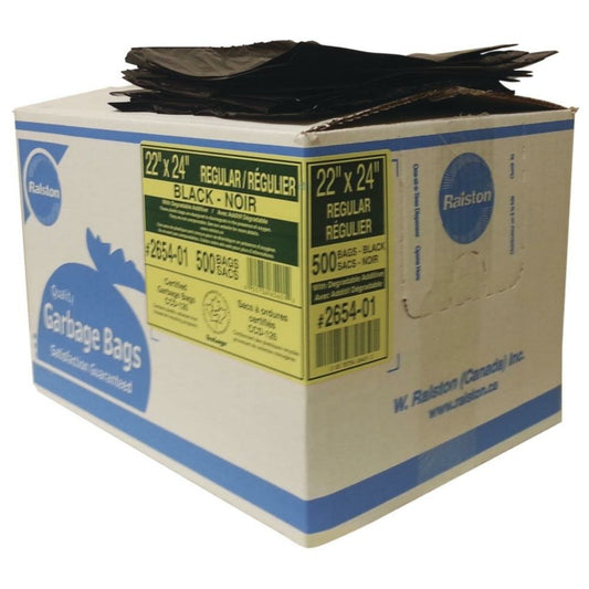 Ralston 2600 Series EcoLogo Industrial Garbage Bags - Regular Strength - 22" x 24" - 500 Pack