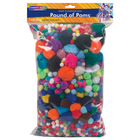 Creativity Street Pound of Poms - Couleurs assorties - Tailles assorties - 1 lb