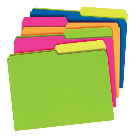 Chemises Pendaflex Twisted Glow 1/2 coupe - Format lettre - Assortiment - Paquet de 24