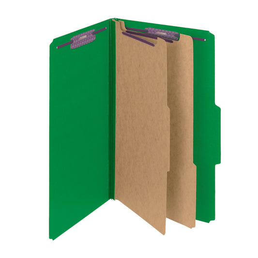 Chemises de classement colorées Smead - 25 pts - 2 intercalaires - Extension 2" - Format légal - Vert