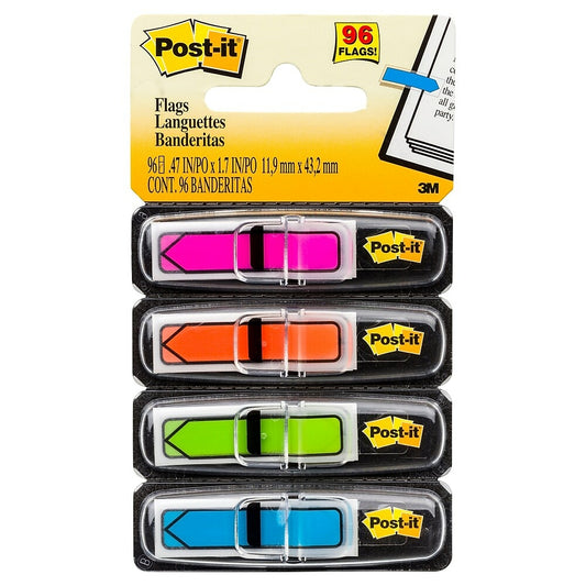 Étiquettes Post-it, mini-flèches, 1/2 po, couleurs vives, paquet de 96
