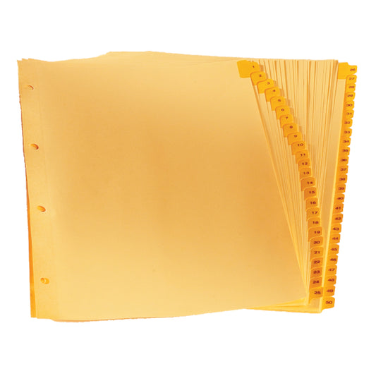 Pendaflex Premium Pre-Printed Rip-Proof Numbered (1-50) Binder Indexes, Buff, Legal Size, 8 1/2" x 14", 1/25 Cut