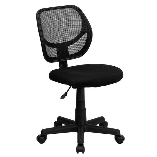 Chaise de bureau pivotante à dossier mi-hauteur en maille noire Flash Furniture avec dossier carré incurvé et accoudoirs