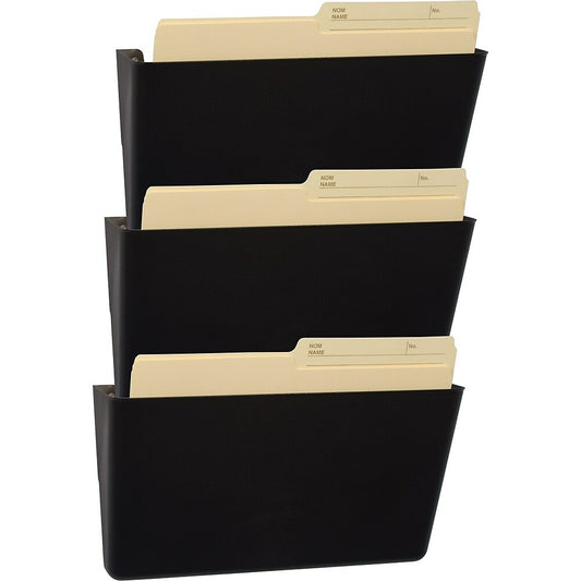 Storex 100% Post Consumer Recycled Unbreakable Wall File, Letter Size, Black, 3 Pack