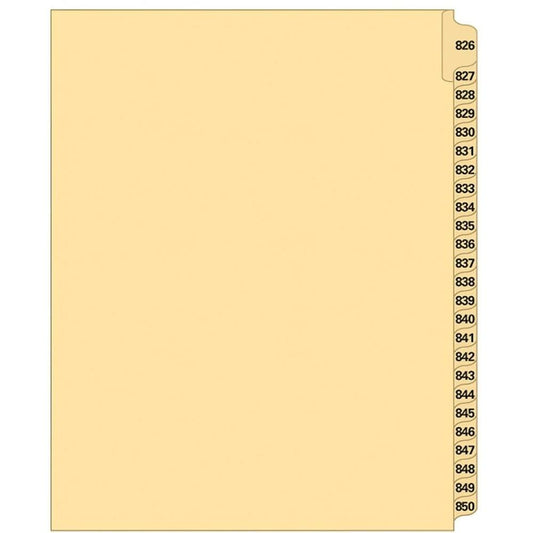 Supreme Litigation Tabs 25th Cut Numeric Set 11" Buff #826-850