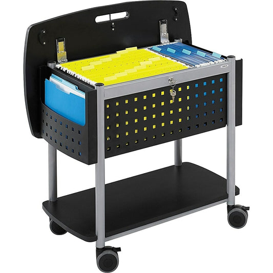 Chariot de classement mobile Safco Scoot avec surface de travail, noir