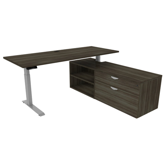 Heartwood HDL Levels Height Adjustable Desk With Hidden Foot and Storage - GreyDusk Silver