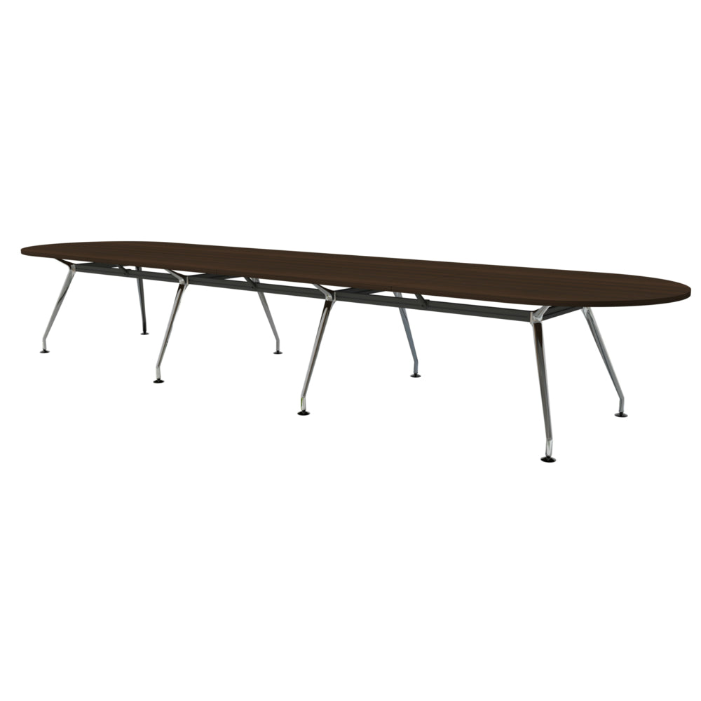 Table de conférence haut de gamme Heartwood HDL Innovations pour 14 personnes, style hippodrome - Chrome Evening Zen