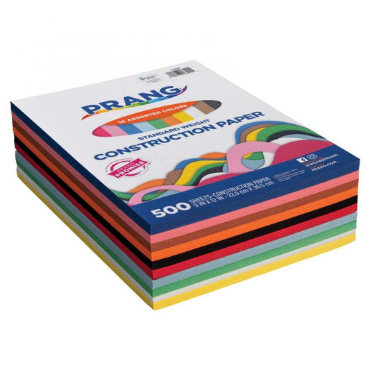 Prang Standard Weight Construction Paper Pad, 10 Assorted Colors, 9" x 12", 500 Sheets
