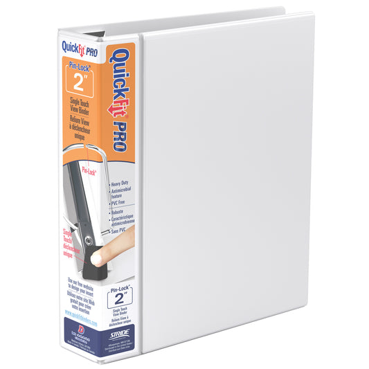 QuickFit Pro HD Single Touch Pin-Lock View Binder - 2" - Letter Size - White