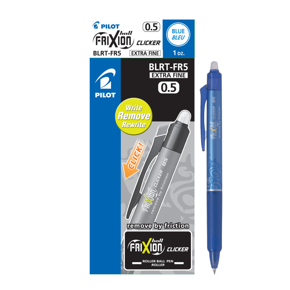Stylos gel effaçables rétractables Pilot Frixion Clicker - 0,5 mm - Bleu - Lot de 12