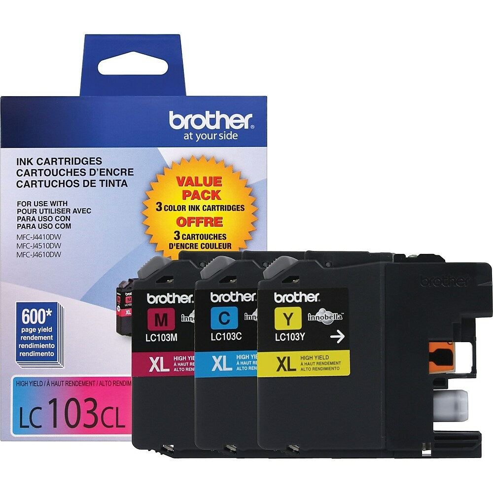 Brother LC103 High-Yield Colour Ink Cartridges, 3 Pack