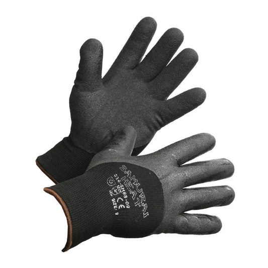 Gants de travail Forcefield « Samurai Heat » isolés et enduits de nitrile aux 3/4 haute performance – Taille XL – Noir – Lot de 2